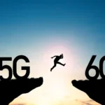 6G標準爭奪主題視覺：呈現傳統設備商、算力巨頭與太空勢力三方在6G標準制定上的競合